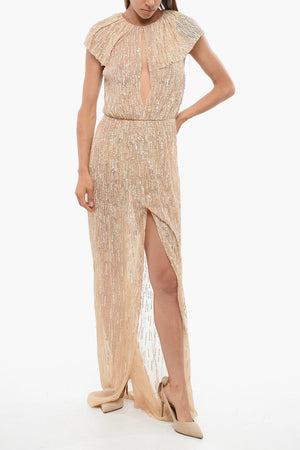 RED CARPET Sequined Maxidress with Cape Design