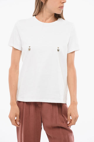 Crew Neck Cotton T-Shirt with Applied Details