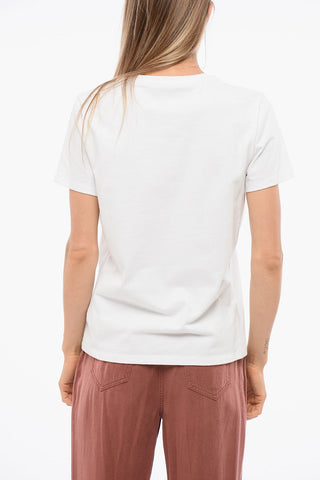 Crew Neck Cotton T-Shirt with Applied Details
