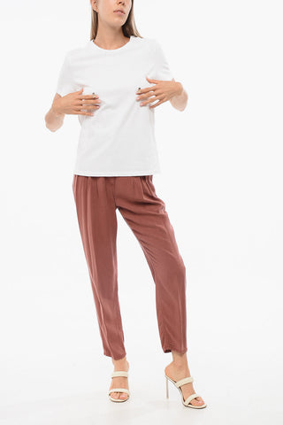 Crew Neck Cotton T-Shirt with Applied Details