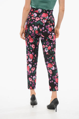 4-Pocketed Pants with Floral Motif