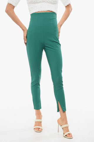 Pantaloni a Vita Alta con Cuciture a Vista