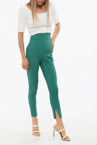 Pantaloni a Vita Alta con Cuciture a Vista
