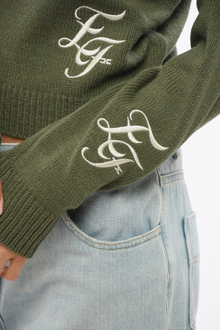 Turtleneck Wool Blend Sweater with Embroidered Logo