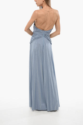 Vestito in Lurex con Inserti in Mesh