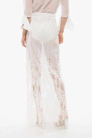 Sheer Sequined Skirt with Raised Details