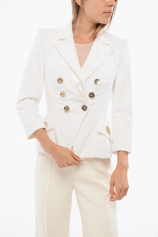 Double-breasted Slim Fit Velour Blazer