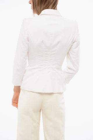 Double-breasted Slim Fit Velour Blazer