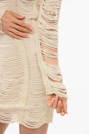 Long-Sleeve Mesh Dress