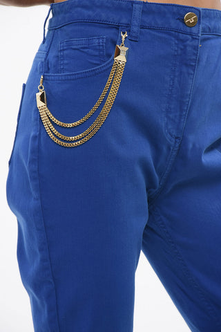 Pantaloni 5 Tasche con Dettaglio Catena