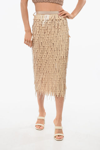 Sequin-and-Bead Longuette with Side Zip