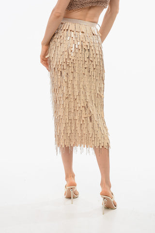 Sequin-and-Bead Longuette with Side Zip