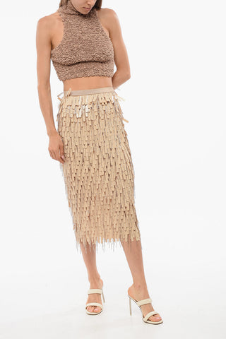 Sequin-and-Bead Longuette with Side Zip