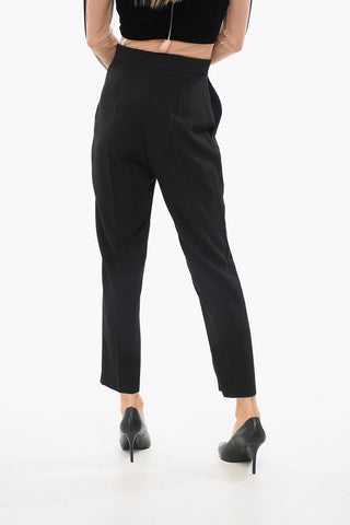 Pantaloni Cropped Fit con Zip Laterale