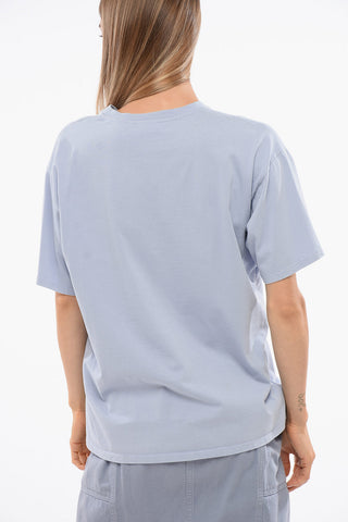 Crew Neck Cotton T-Shirt with Embossed Logo