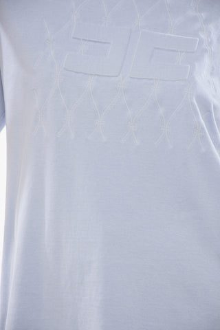 Crew Neck Cotton T-Shirt with Embossed Logo