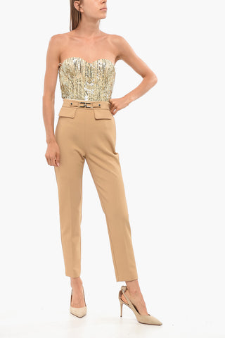 Carrot Fit Pants with Monogram Buckle