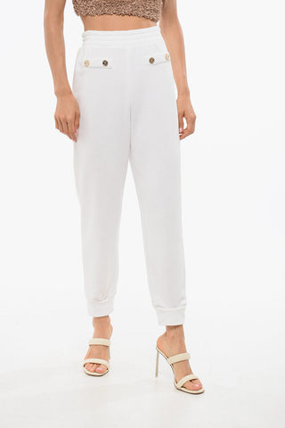 Joggers in Misto Cotone Garzato con Polsini