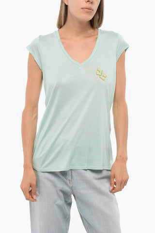 Monochrome T-Shirt with V Neck