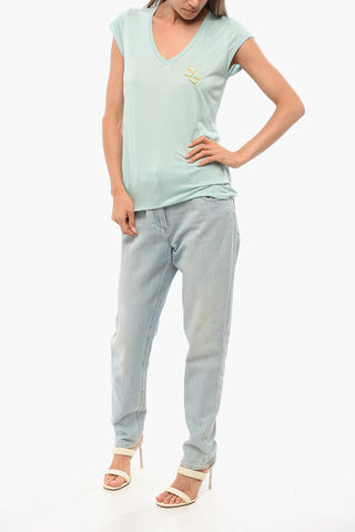 Monochrome T-Shirt with V Neck