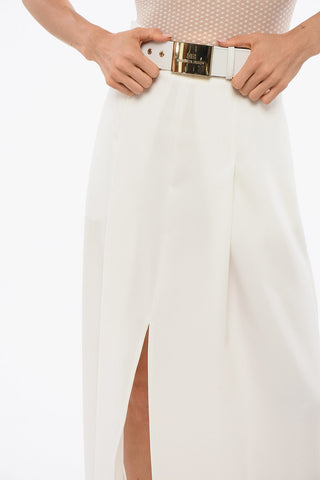 Gonna Maxi con Spacco Frontale e Cintura