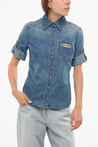 Denim Shirt with Embroidered Pocket