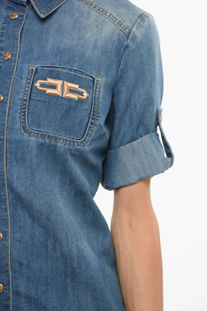 Denim-Hemd mit bestickter Tasche