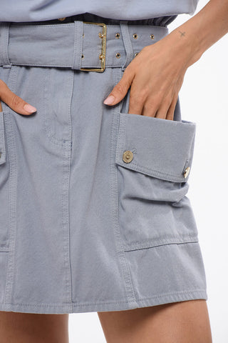Denim Cargo Miniskirt with Belt