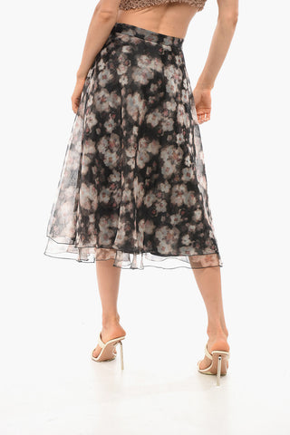 Midi-Rock aus Organza mit floralem Muster