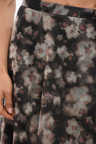 Midi-Rock aus Organza mit floralem Muster
