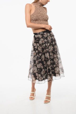 Midi-Rock aus Organza mit floralem Muster