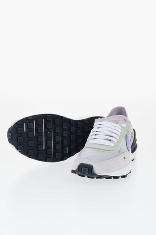 Suede and Mesh WAFFLE ONE Low-Top Sneakers with Contrasting Details