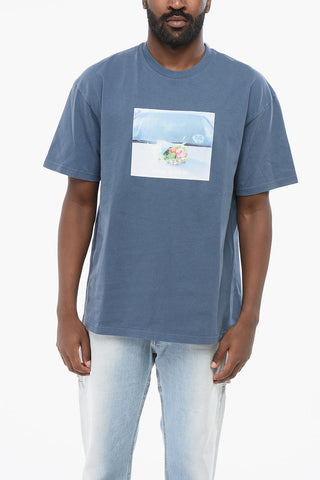 Cotton Crew-neck T-shirt with Maxi Print