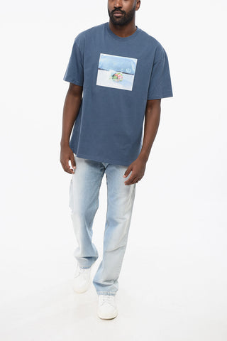 Cotton Crew-neck T-shirt with Maxi Print