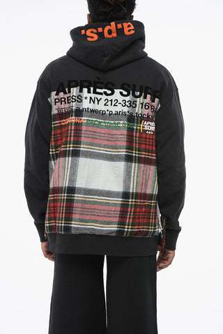 Cotton-Fleece Hoodie DUFFY with Checked Insert and Fringe on Sleeves