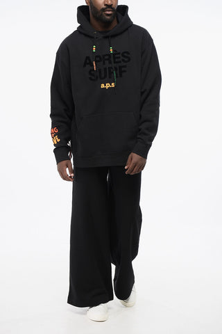 Cotton-Fleece Hoodie DUFFY with Checked Insert and Fringe on Sleeves