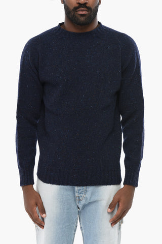 Wool Crew-neck Sweater with Ribbed Edges