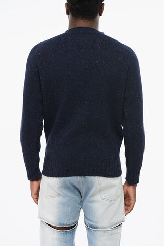 Wool Crew-neck Sweater with Ribbed Edges