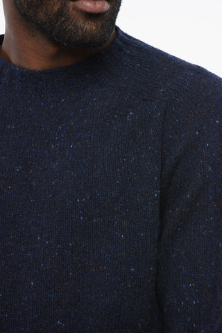 Wool Crew-neck Sweater with Ribbed Edges
