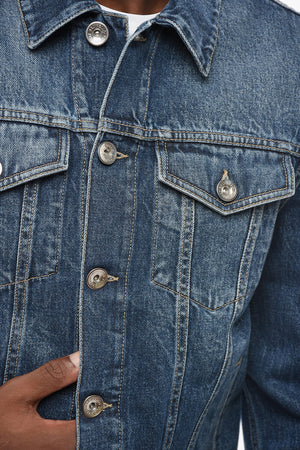 다크 워시 데님 사파리 재킷