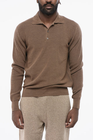 Virgin Wool Polo-Collar Sweater