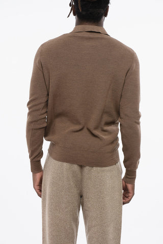 Virgin Wool Polo-Collar Sweater