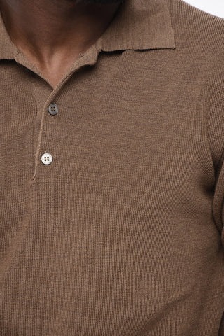 Virgin Wool Polo-Collar Sweater