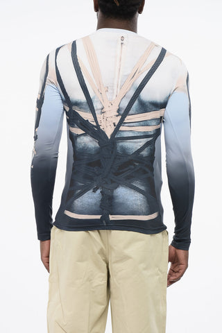 Printed Stretch Nylon Crewneck T-Shirt