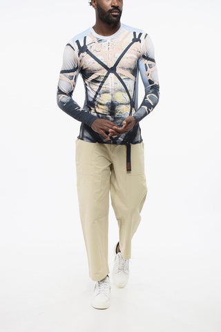 Printed Stretch Nylon Crewneck T-Shirt