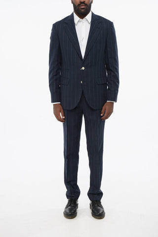 Abito 3 Tasche in Misto Cotone con Motivo Gessato