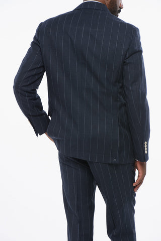 Abito 3 Tasche in Misto Cotone con Motivo Gessato