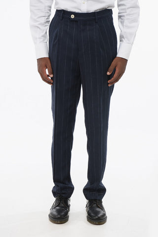 Abito 3 Tasche in Misto Cotone con Motivo Gessato