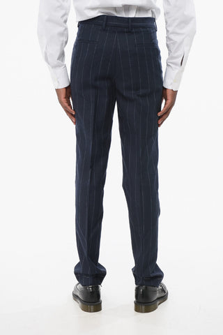 Abito 3 Tasche in Misto Cotone con Motivo Gessato