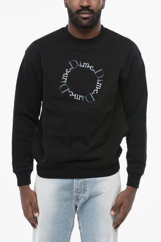 Fleeced-Cotton Crew-neck Sweatshirt with Embroidery